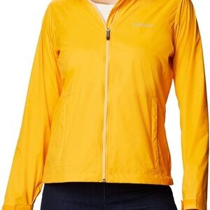 Columbia Women's Yellow Packable Windbreaker Jacket with Hidden Hood